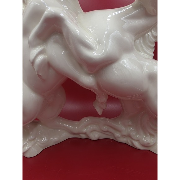 Vintage 1983/85 White Ceramic Horses Statue Signed 12.5" Equestrian Decor Rare - Picture 3 of 16